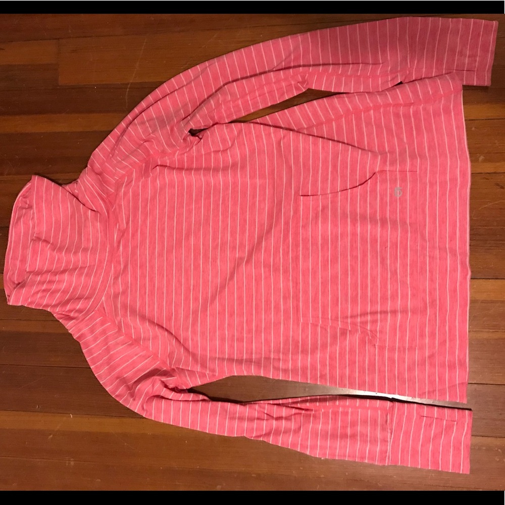 Gap Fit pink and white stripe long sleeve